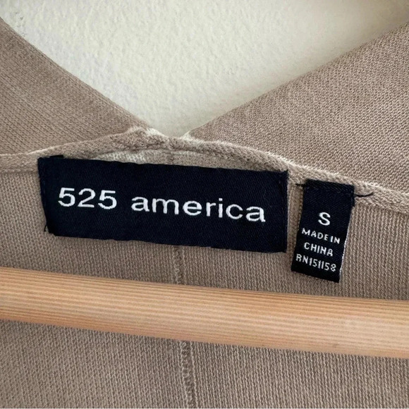 525 America Small Longline Cardigan Tan Gray Thin Knit Open Sweater - Picture 3 of 8